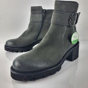 Paul Green Halo Bootie PLATFORM CHUNKY Iron Grained Nubuck COMFORT 6 UK  8.5 US